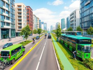 Transport inteligent în oraș, vehicule electrice și biciclete.